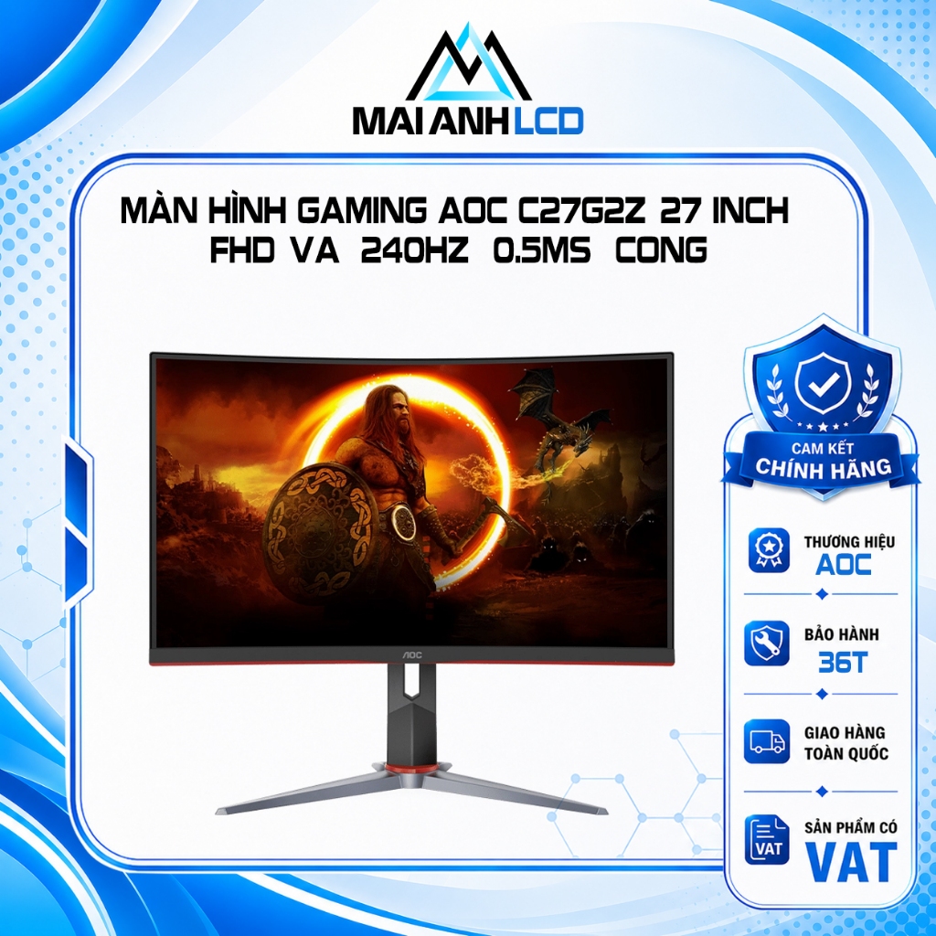 Màn hình Cong AOC C27G2Z/74 27 inch FHD VA 240Hz 0.5ms