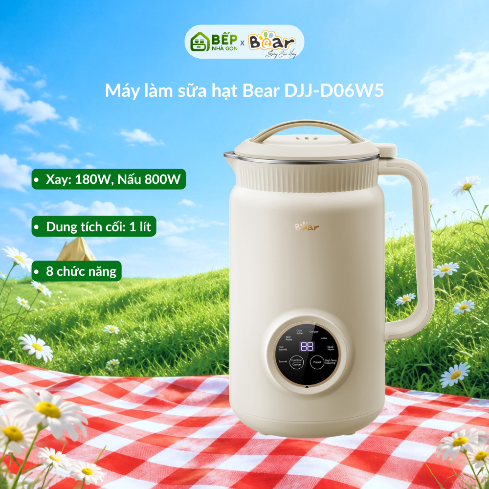 Máy làm sữa hạt Bear DJJ-D06W5 - Xay sinh tố/ xay hạt/ nấu cháo... - Đa chức năng | Dễ sử dụng