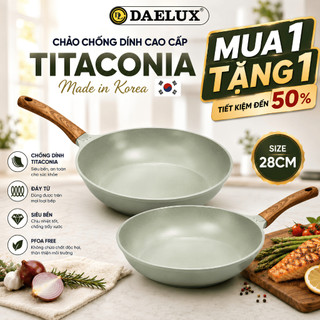 [MUA 1 TẶNG 1] Chảo nhập khẩu Hàn Quốc Cao Cấp 28cm Daelux Nhôm Đúc Nguyên Khối, Bền Đẹp