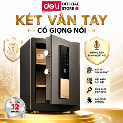 Két Sắt Chính Hãng DELI, Két Sắt Điện Tử Thông Minh Khóa 3 Lớp Khóa Số, Vân Tay, Khóa Cơ Chống Cháy Chống Cưa Cắt