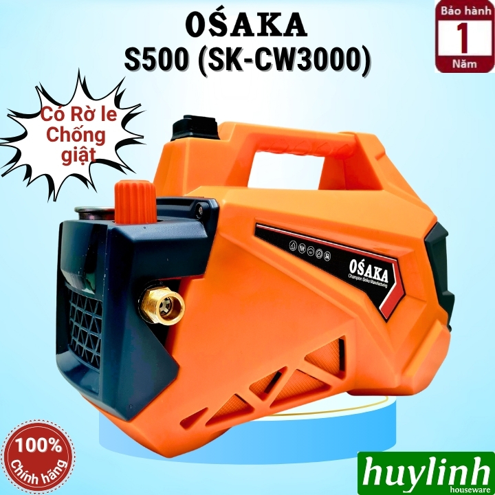 (Chống Giật) Máy xịt rửa xe chỉnh áp Osaka S500 (SK-CW3000 - RS7) - công suất 3000W - Motor lõi đồng