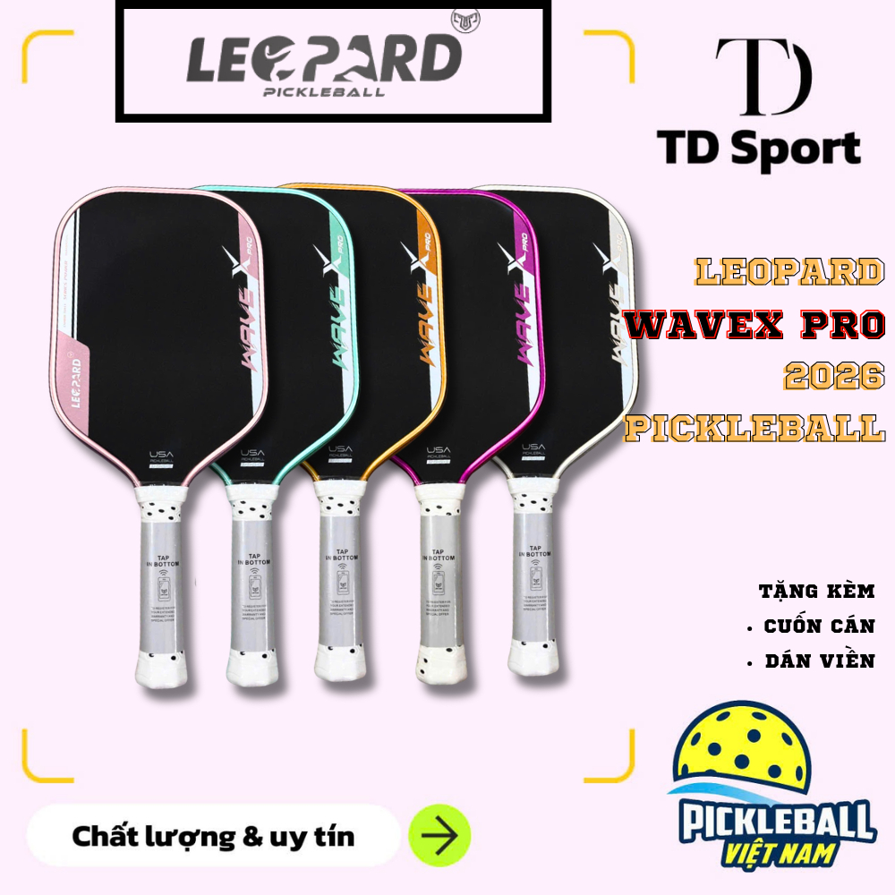 Vợt Pickleball  Cao Cấp LeoPard Wave X Pro New 2026 - Xoáy, Bám Bóng, Gấp Đôi Nhám