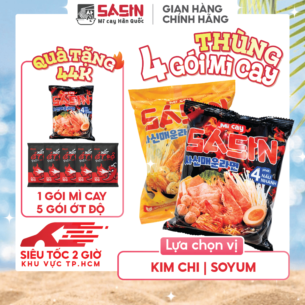 [THÙNG 4 TẶNG 1] Mì Cay Sasin (Thùng 4 gói)_(Chọn vị)
