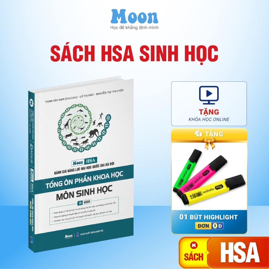 [HSA 2025] Sách ôn thi đánh giá năng lực Hà Nội Tổng ôn phần Khoa Học - môn Sinh Học - Moonbook