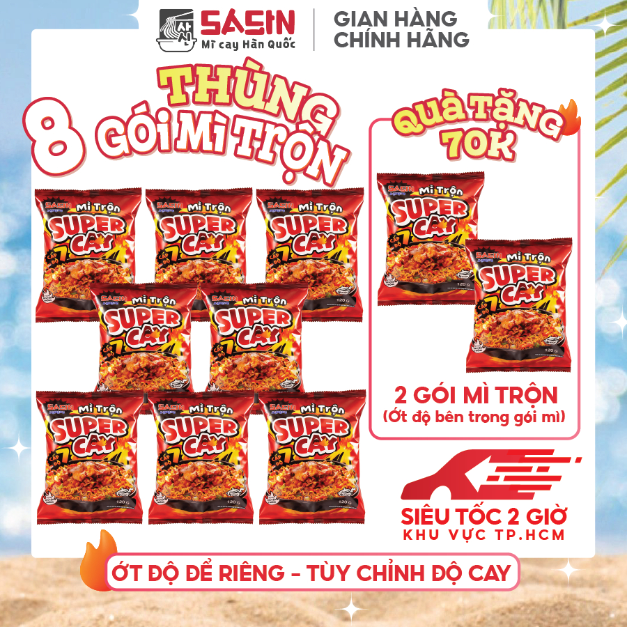 [KOL THÙNG 8 TẶNG 2] Mì Trộn Sasin Super Cay (Thùng 8 gói) BSET0171