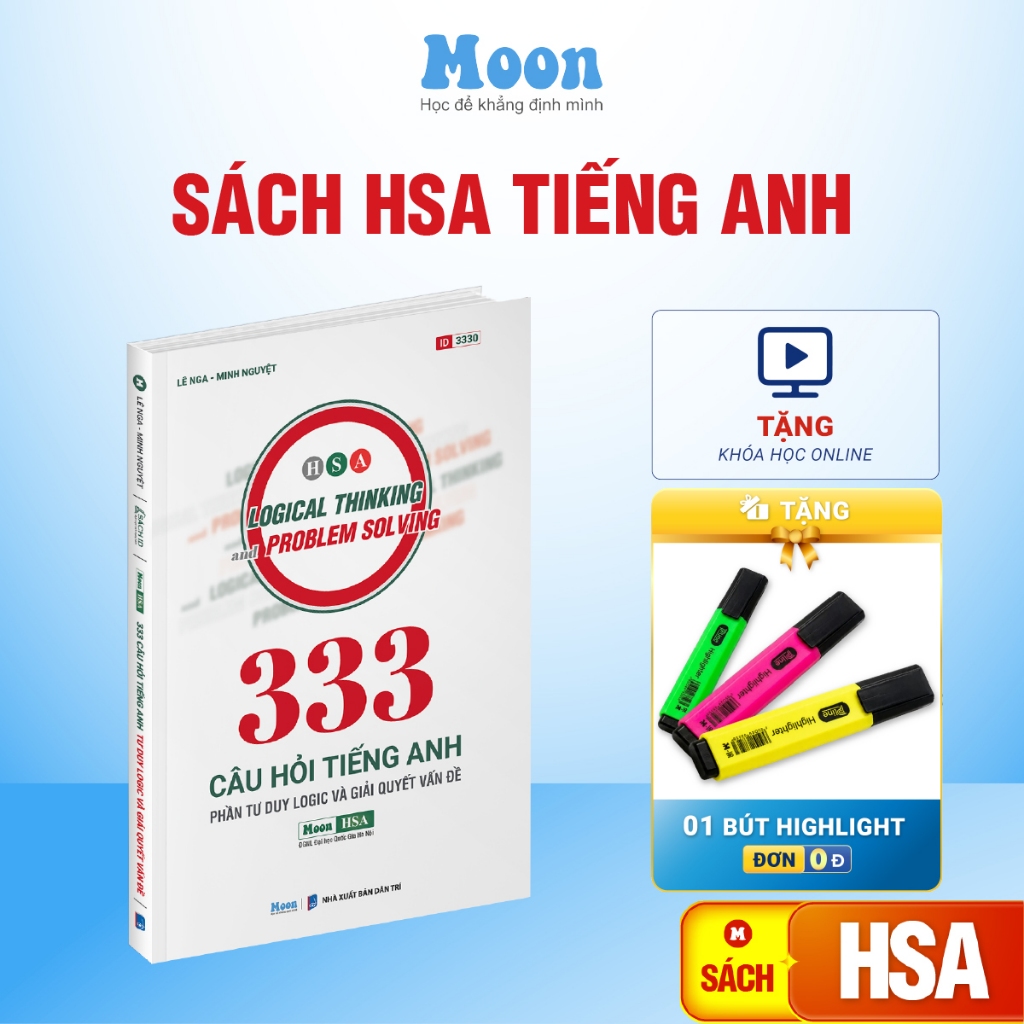 [ HSA 2025 ] - Sách ôn thi ĐGNL Hà Nội  Sổ tay 333 câu hỏi tư duy và giải quyết vấn đề Tiếng anh Moo