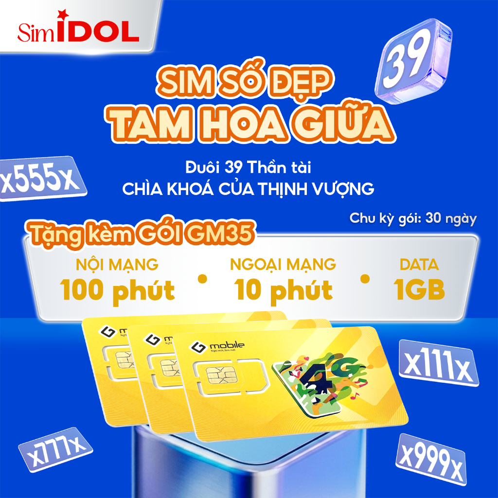 Sim Số Đẹp Gmobile Đầu 099 Thế Số Tam Hoa Giữa - Lướt Web Thả Ga Sóng Mobifone, Đăng Ký Chính Chủ