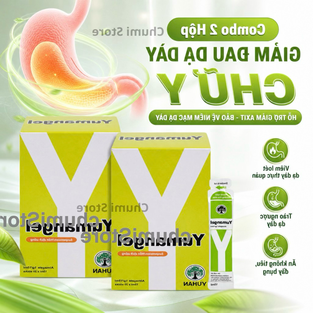 [Combo 2 Hộp] Gel Uống Hỗ Trợ Giảm Đau Dạ Dày Chữ Y Xanh Lá Hộp 20 Gói x 15ml