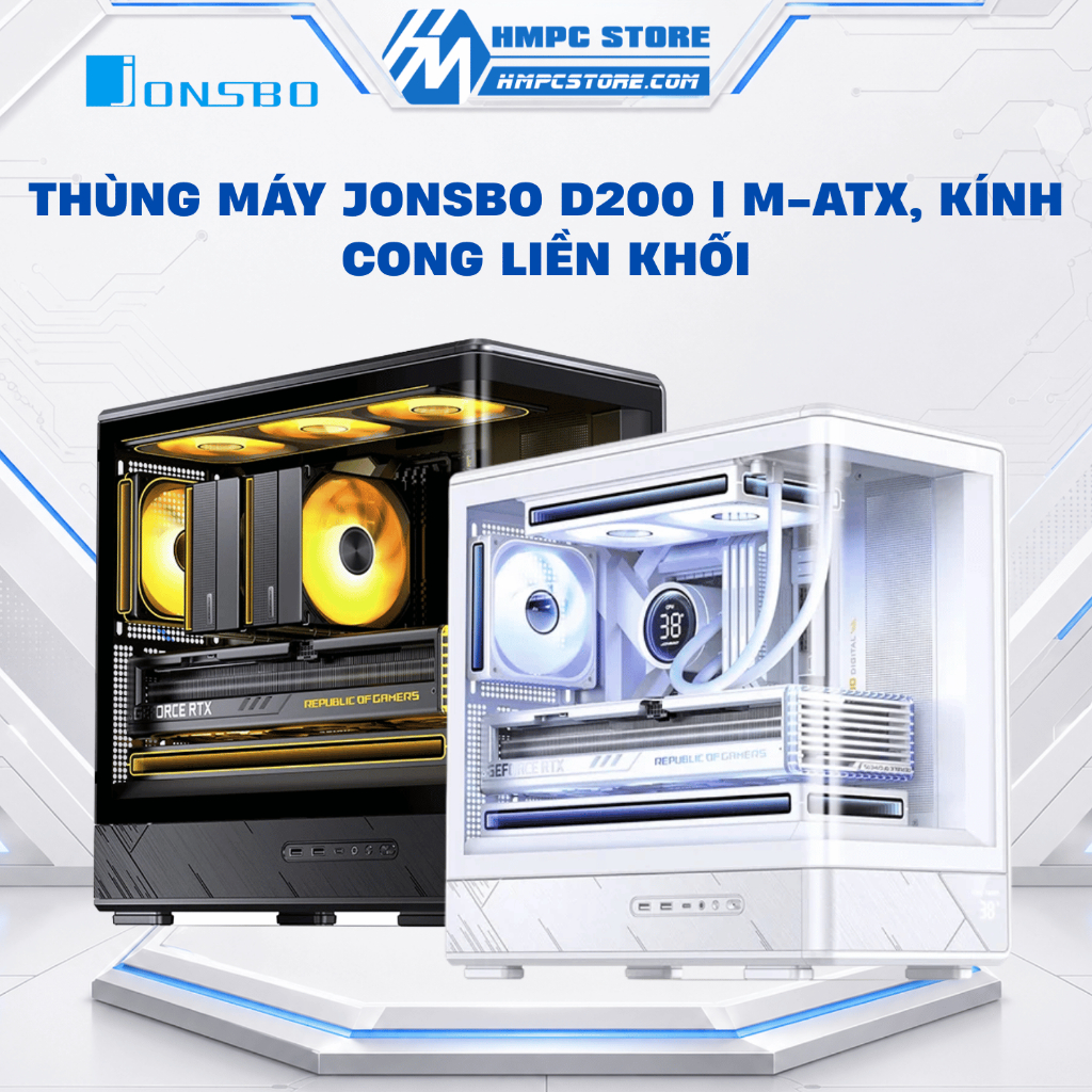 Case - Thùng máy Jonsbo D200 | M-ATX, kính cong liền khối, bảo hành 12 tháng