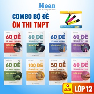 Sách ôn thi THPT 2026 Moonbook 60 đề minh họa full môn + lời giải chi tiết + video chữa đề