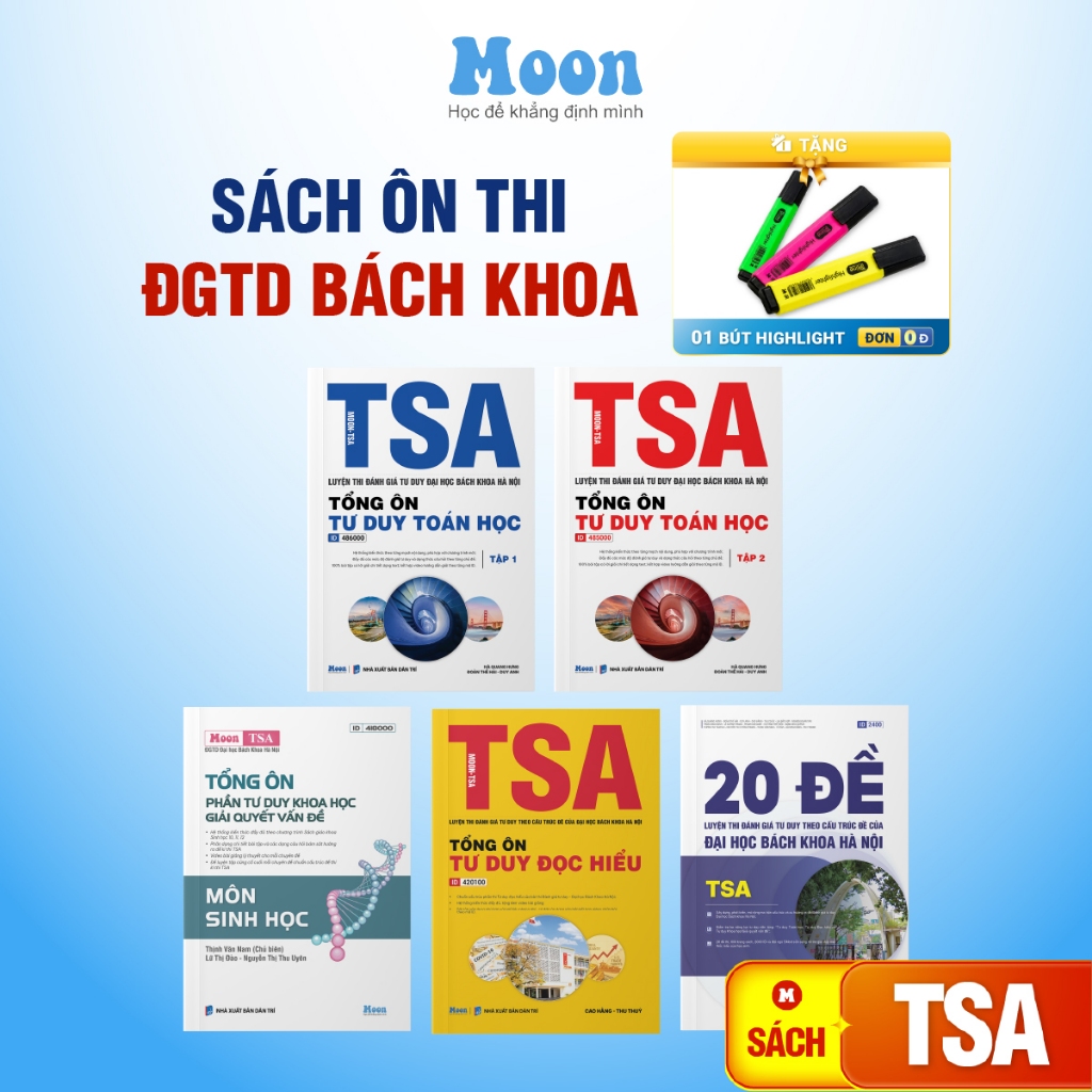 [ TSA 2026 ] Sách Đánh giá tư duy đại học Bách Khoa Hà Nội  Moonbook