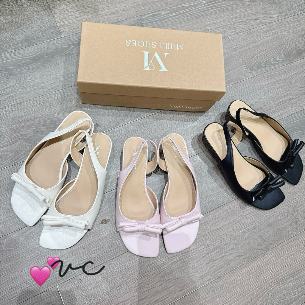 sandal hở mũi nơ gót nhọn hàng mijili mới