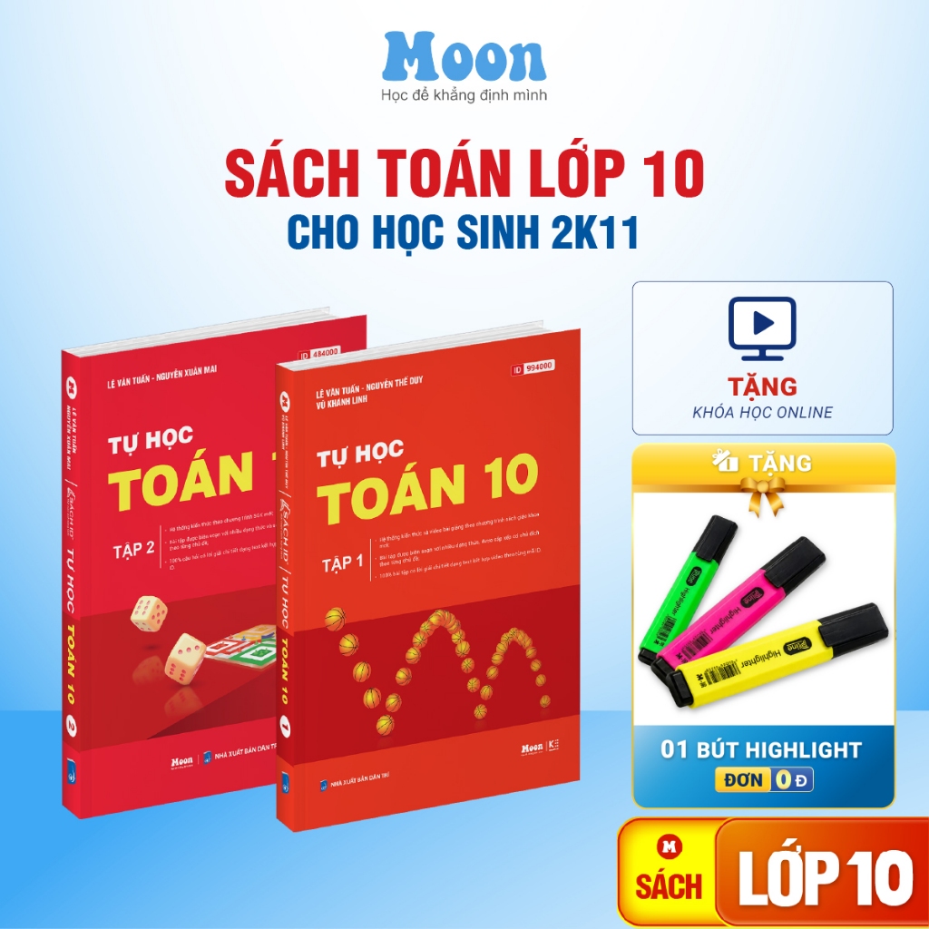 Combo 2 Sách id tự học Toán học lớp 10 chuẩn chương trình sgk mới moonbook