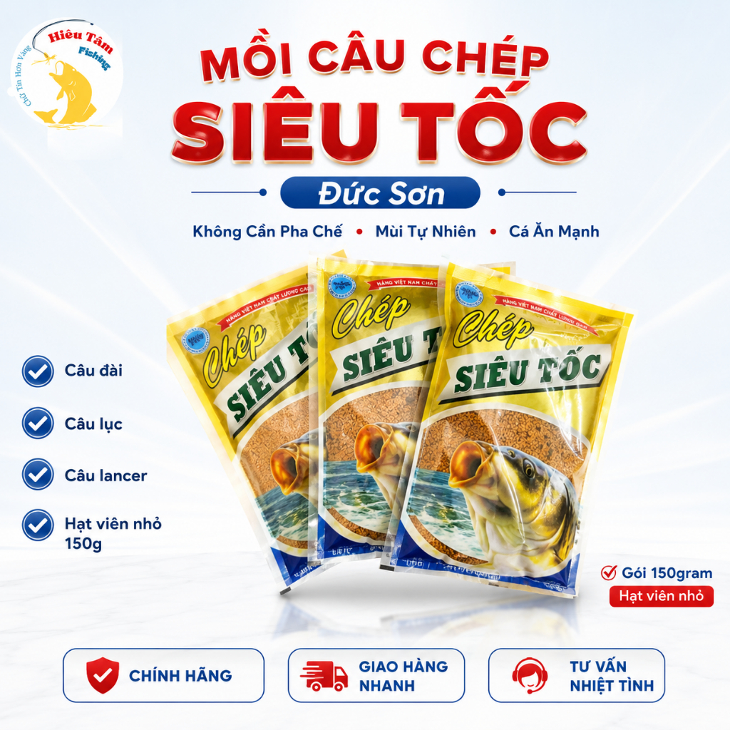 (Combo 2 gói ) Mồi Câu Cá Chép Siêu Tốc Đức Sơn vị thơm Protein dẫn dụ cá gói 150gr ( chính hãng)