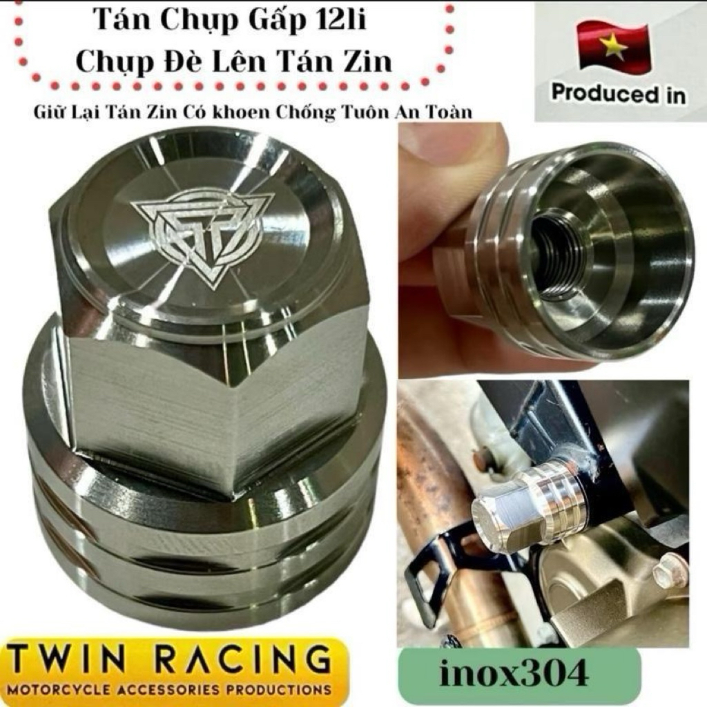 Tán Chụp Cốt Gấp Salaya Inox304 Giữ Lại Tán Theo Xe & Thay Thế Tán Gấp ( HonĐa & Ya ) .  Tán Gấp 12L