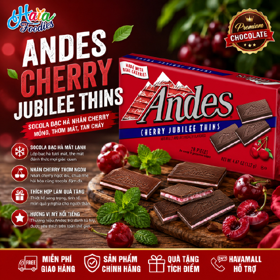 Socola Andes vị Anh Đào 132g – Andes Cherry Jubilee Thins