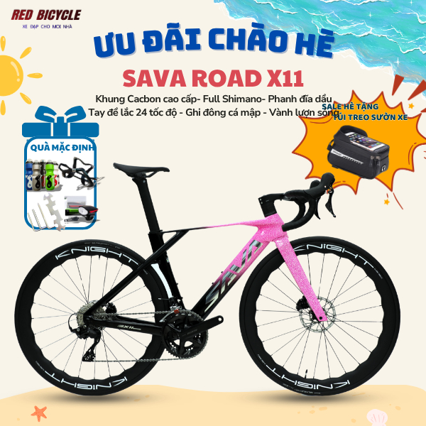 Xe Đạp Đua SAVA X11 R7120 Full Carbon Toray Shimano 105 R7120 2x12 Phanh Dầu Bánh Carbon Tem UCI Chí