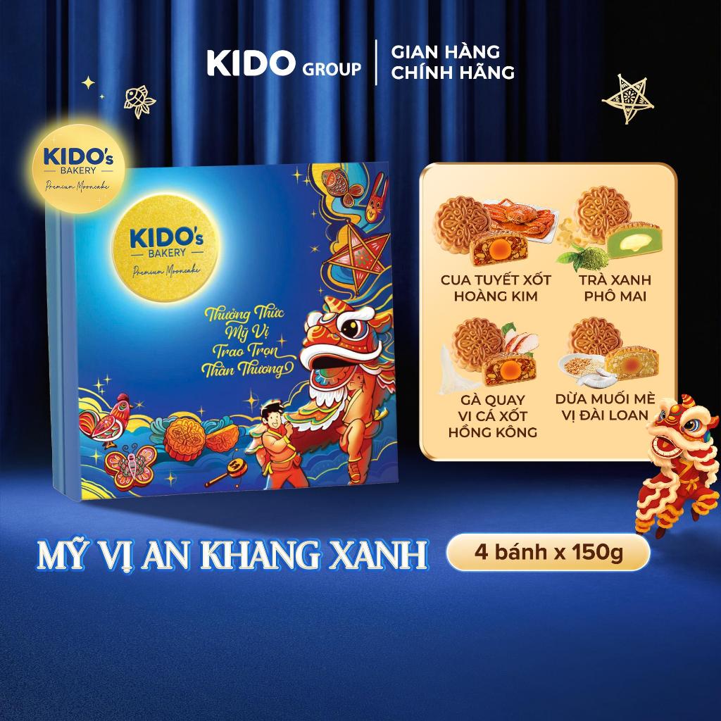 [ĐỘC QUYỀN SHOPEE] Bánh Trung Thu KIDO - HỘP MỸ VỊ AN KHANG XANH/ĐỎ - Combo Cao Cấp gồm 4 bánh 150g 