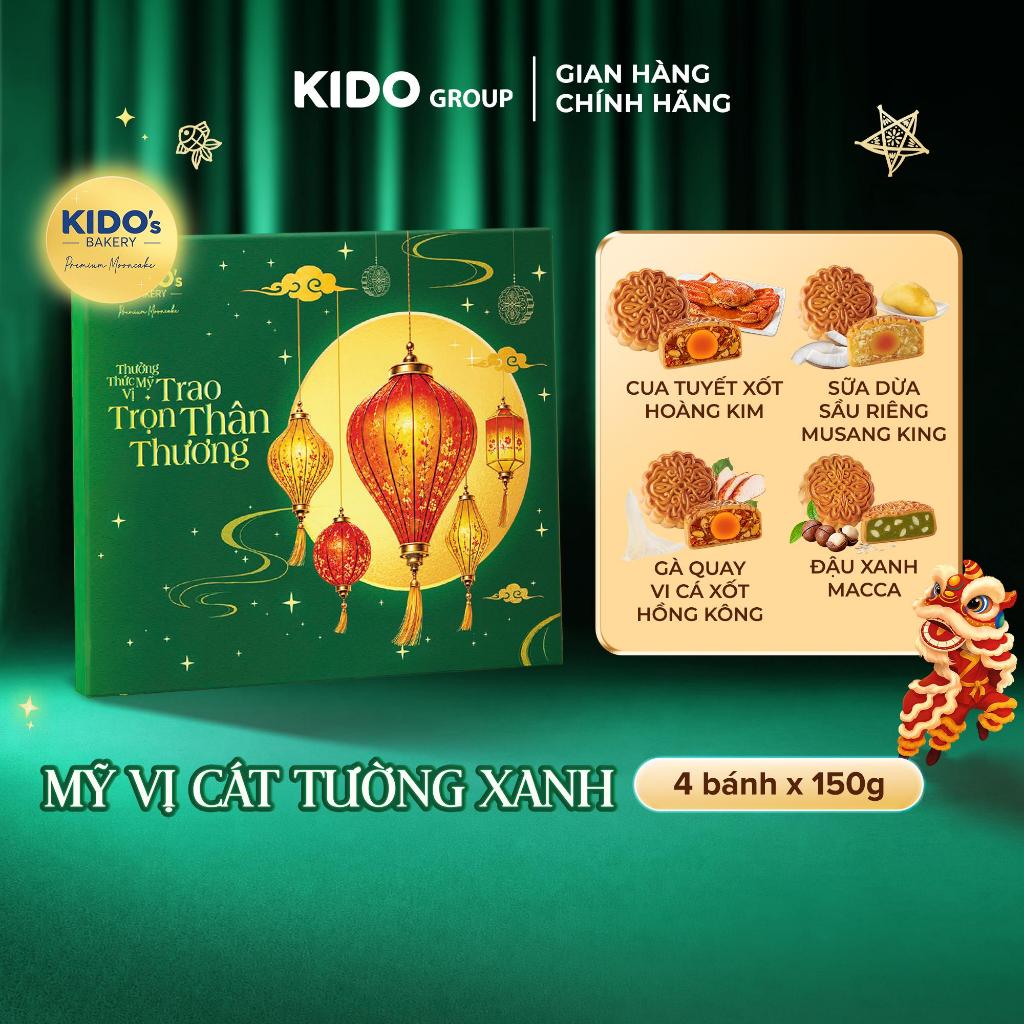 [ĐỘC QUYỀN SHOPEE] Bánh Trung Thu KIDO - HỘP MỸ VỊ CÁT TƯỜNG ĐỎ/XANH - Combo Cao Cấp gồm 4 bánh 150g