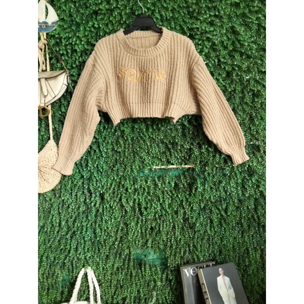 áo len croptop xù free size dưới 58 kg