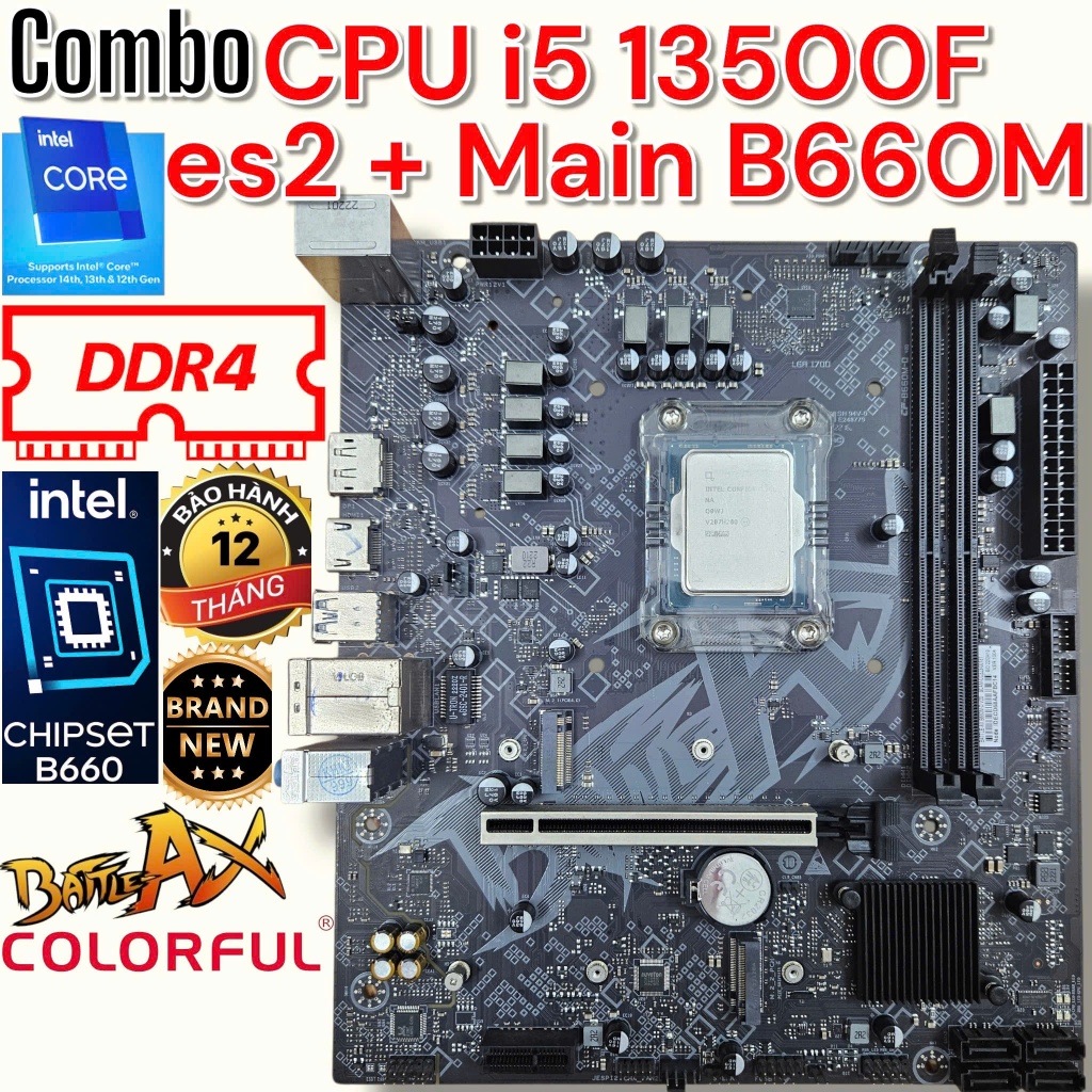 Combo CPU intel Core i5 13500F ES2 + Main Coloful B660M - 2nd Đẹp 98% - BH 12Th - Rẻ Nhất Sàn