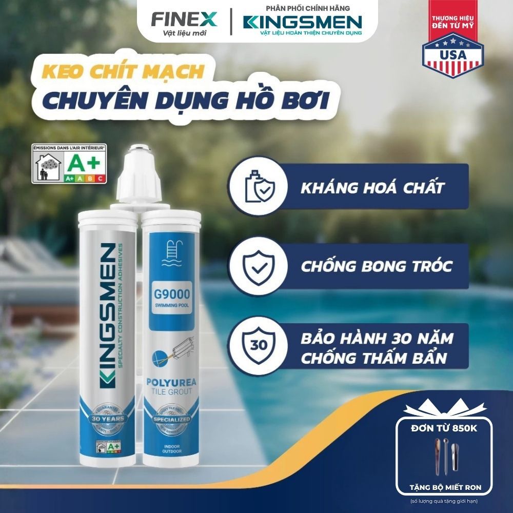 Keo chít mạch 2 thành phần epoxy chống thấm, keo chà ron gạch chuyên dụng hồ bơi Kingsmen G9000