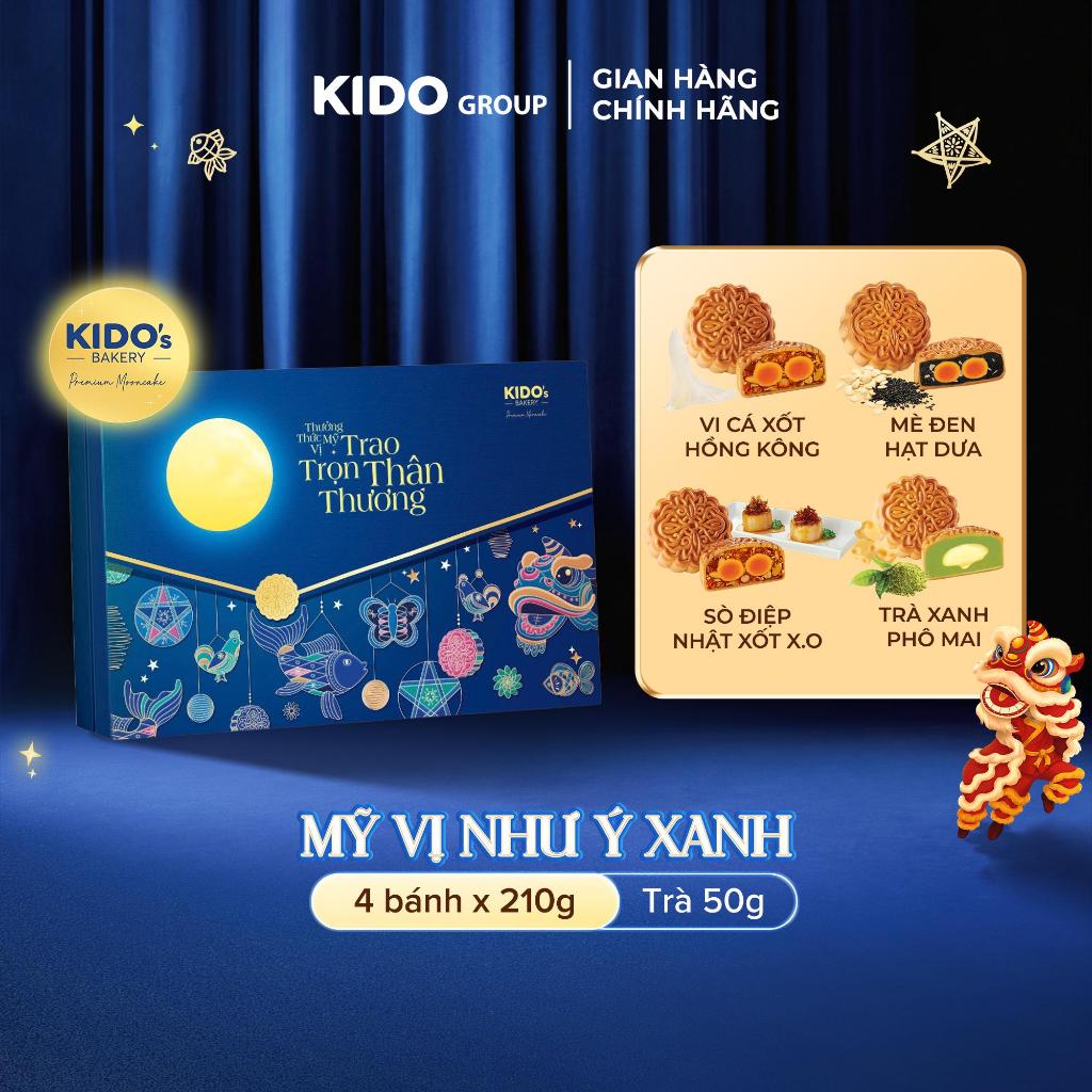[ĐỘC QUYỀN SHOPEE] Bánh Trung Thu KIDO - HỘP MỸ VỊ NHƯ Ý ĐỎ/XANH - Combo Cao Cấp gồm 4 bánh 210g + T