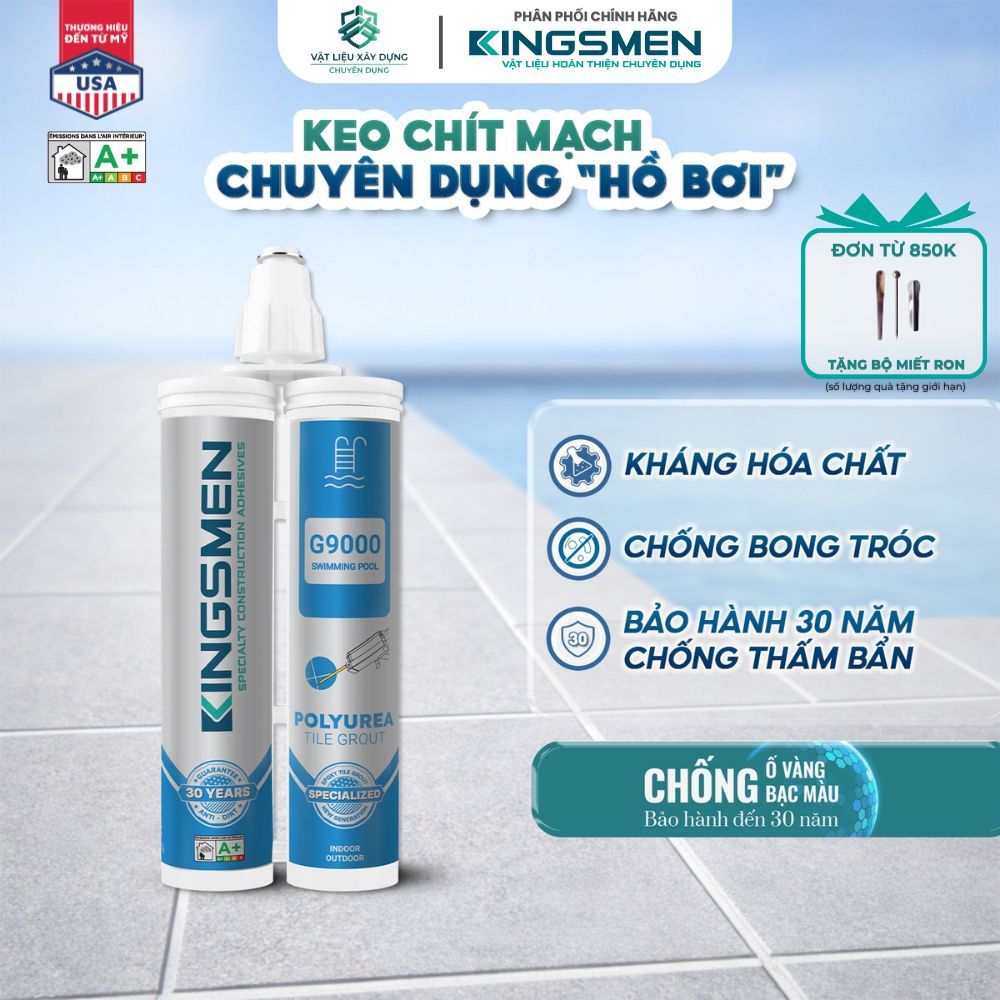 Keo ron gạch epoxy 2 thành phần Kingsmen G9000 chuyên dụng cho hồ bơi chống thấm, chống bám bẩn