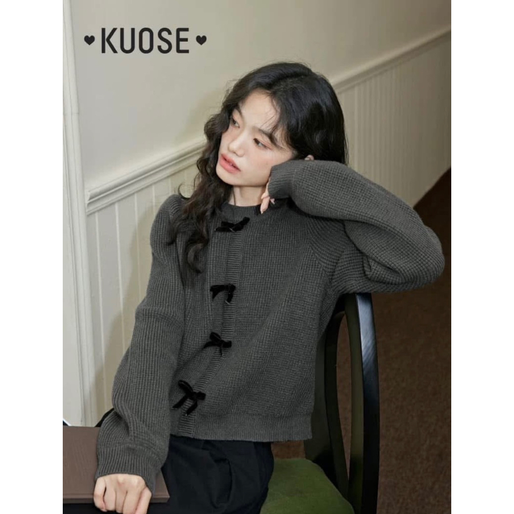 [AUTH 100%] KUOSE Áo len nơ Kuose size M newtag chính hang