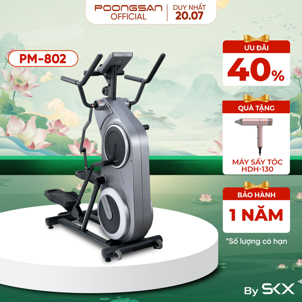 [VOUCHER GIẢM SÂU] Xe Đạp Tập Thể Thao Tại Nhà POONGSAN PM-802 Tải Trọng 120kg Bánh Đà Êm Ái