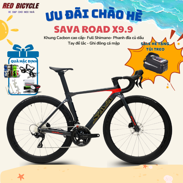 Xe Đạp Đua Carbon SAVA X9.9 - Shimano 105 R7120 Japan Via, Vành Carbon 50mm, Khung Tem UCI, Cối Nổ S
