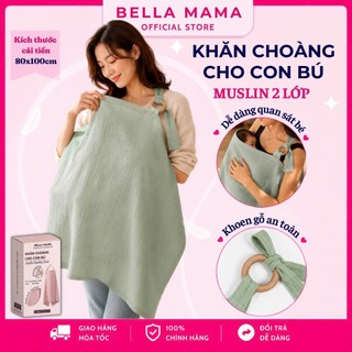 Khăn Choàng Cho Con Bú Bella Mama Khăn Choàng Chất Liệu Muslim 2 Lớp Với Khoen Cài  Gỗ An Toàn Tiện Lợi - KC1