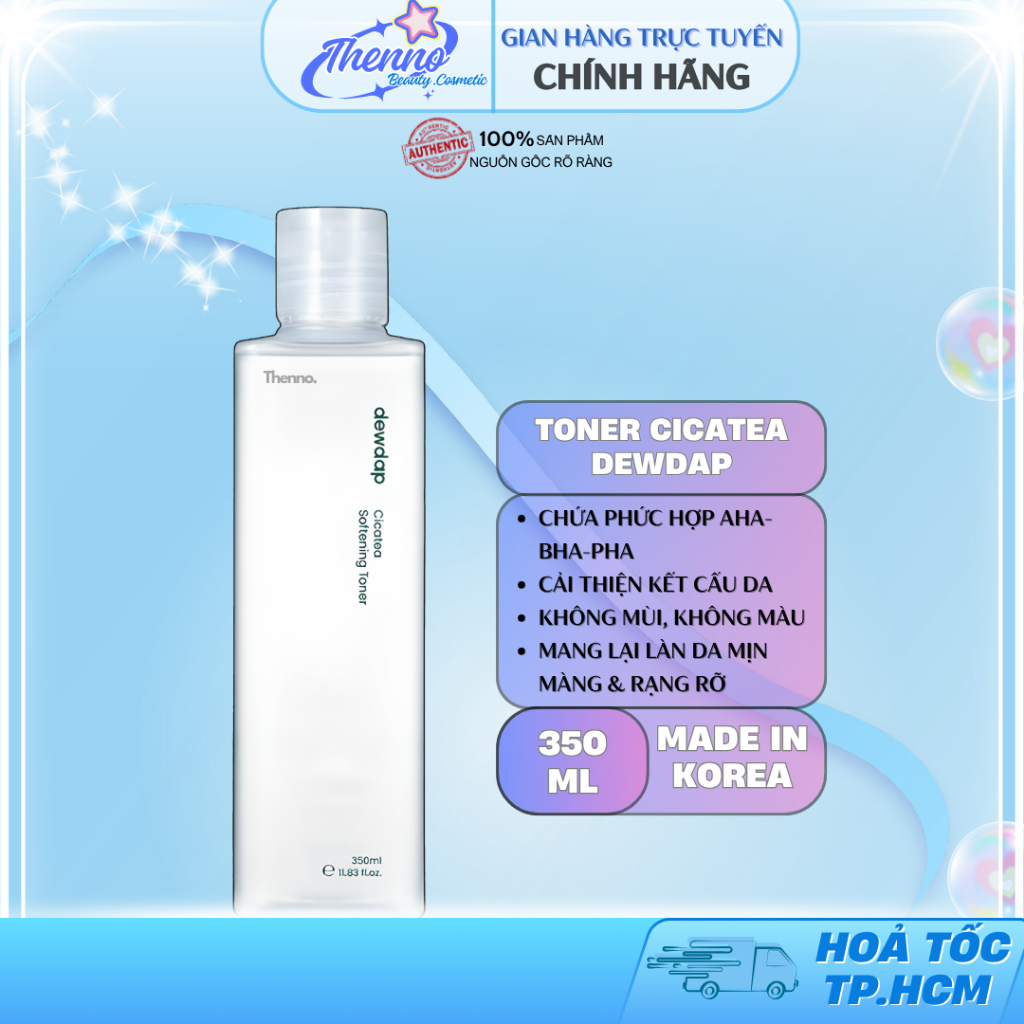 Toner Tẩy Tế Bào Chết Phức Hợp AHA+BHA+PHA Cấp Ẩm, Làm Mịn Da Dewdap Cicatea Softening Toner 350ml