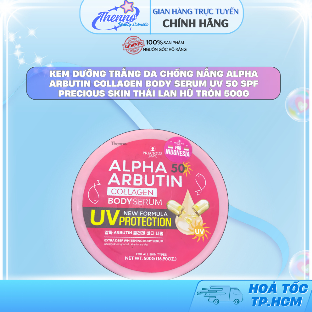 Kem Dưỡng Trắng Da Chống Nắng Alpha Arbutin Collagen Body Serum UV 50 SPF Precious Skin Thái Lan Hũ 