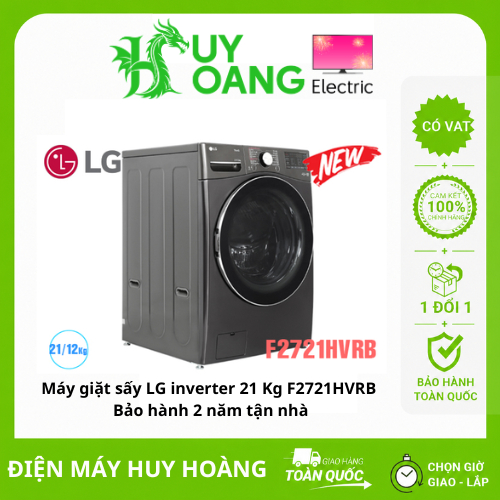[Hỏa Tốc 2H HN] Máy giặt sấy LG inverter 21 Kg F2721HVRB - Bảo hành 2 năm tận nhà