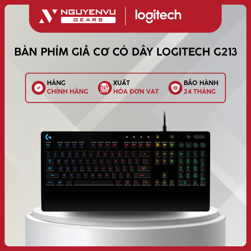 [Full VAT] Bàn phím giả cơ có dây LOGITECH G213 - Fullsize / Chống nước / LED RGB - BH 24 THÁNG