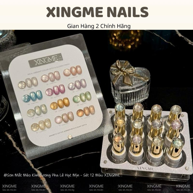 Sơn lẻ màu mắt mèo kim cương pha lê mịn XINGME, sơn gel nail siêu sáng chai 10g