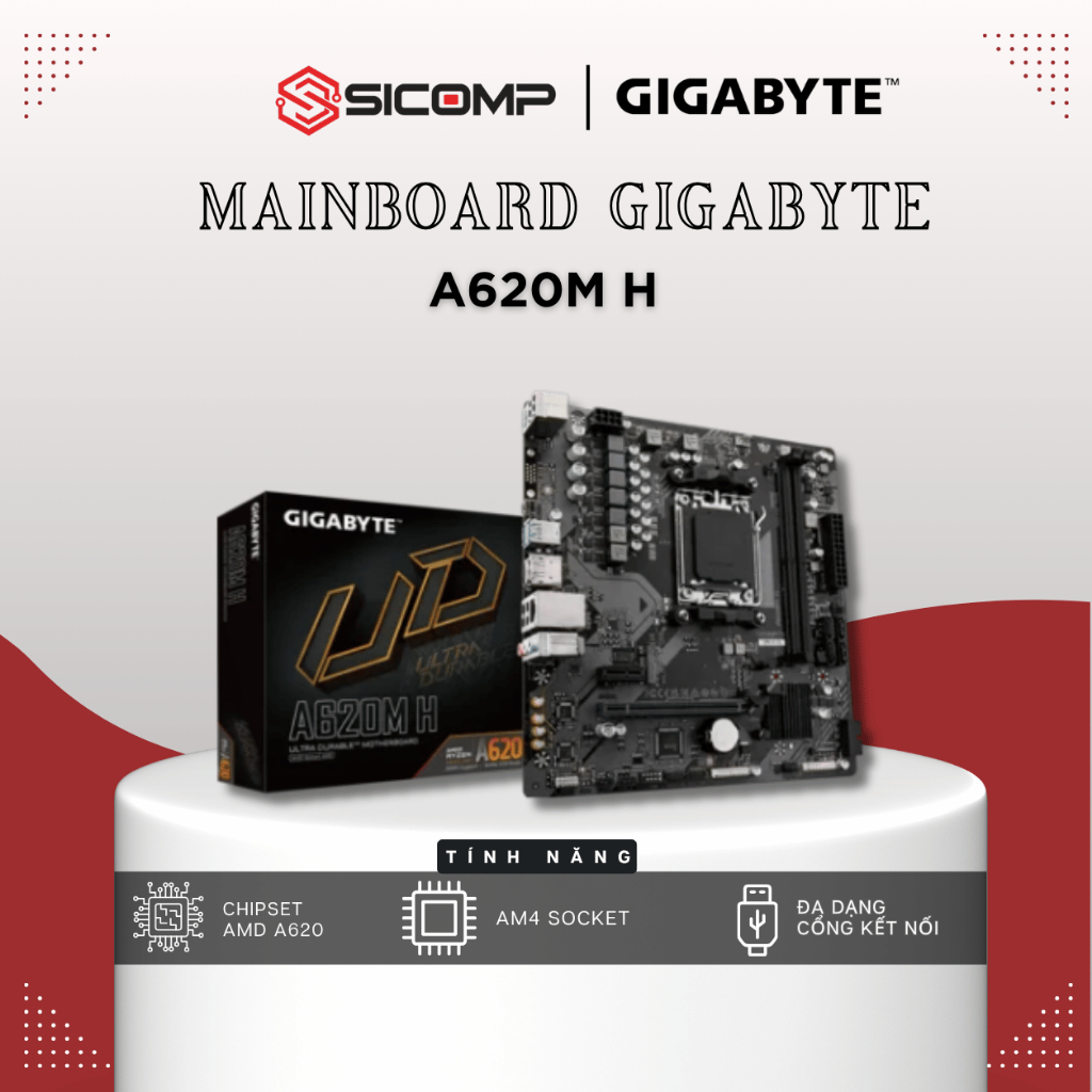 [FV] Mainboard GIGABYTE A620M H, DDR5, CHÍNH HÃNG, BH 3Y