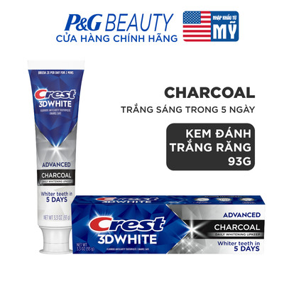 [VHLxP&G Import] Kem đánh răng Crest 3D White Trắng Sáng Advanced Charcoal 93g - Mỹ