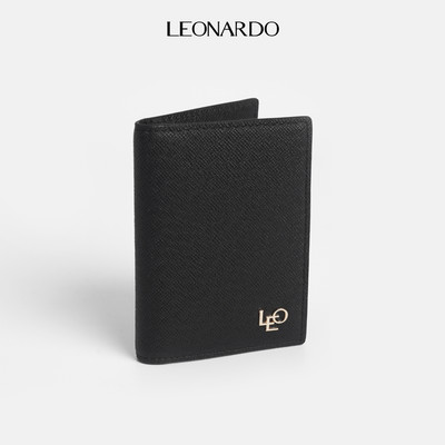 Ví Da Nam Leonardo Ví Card Livermore da Taiga cao cấp card holder dáng đứng nhỏ gọn logo 3D LEO