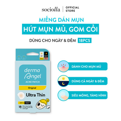 Miếng Dán Mụn Hút Mụn Mủ, Gom Cồi Dùng Ngày & Đêm Derma Angel Mix