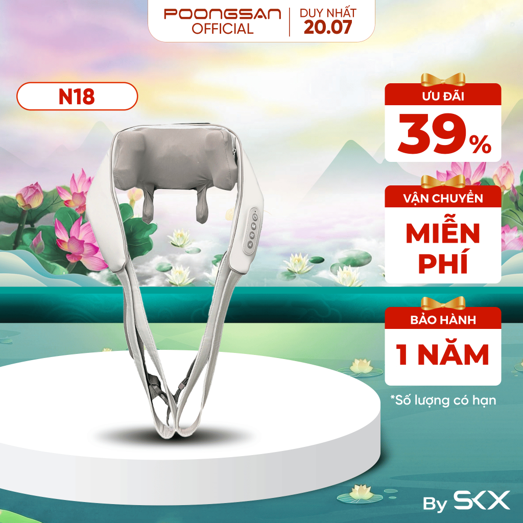 [TOP DEAL] Máy Massage Cổ Vai Gáy POONGSAN N18 Nhiệt Hồng Ngoại 45°C Massage 4D 3 Chế Độ + 6 Kiểu