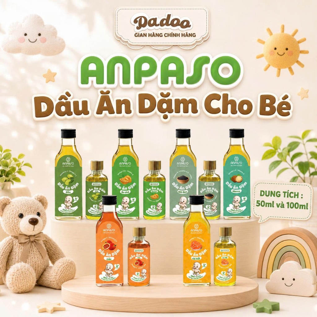 [ANPASO An Lành Từ Tâm ] Dầu Ăn Dặm Nguyên Chất Cho Bé 6M+ Bổ Sung DHA, Omega cho bé