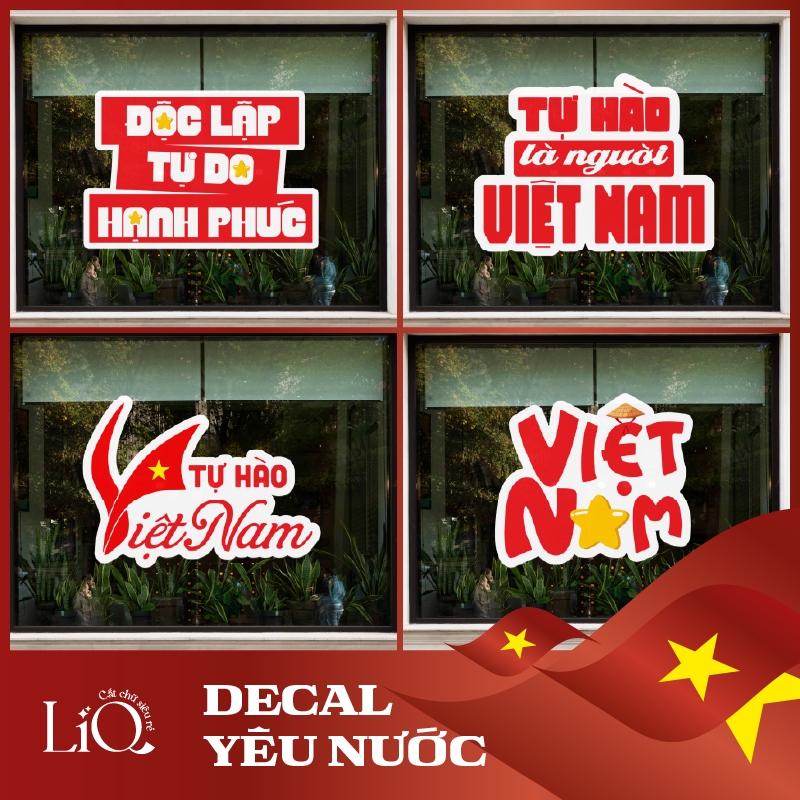 Decal dán kính Việt Nam - Decal yêu nước - Decal cờ Việt Nam - Decal Quốc Khánh 2.9
