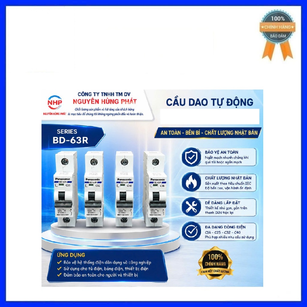 Cầu dao tự động 1pha MCB Panasoni BBD1161CNV/BBD1251CNV/BBD1321CNV