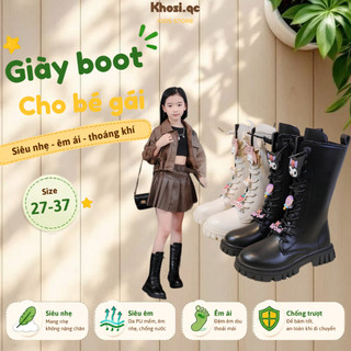 Giày Bốt Cao Cổ KUROMI Da PU Mềm Cho Bé Gái Siêu Chất, Giày Boot KUROMI Da Bé Gái Đế Êm Nhẹ (0075)