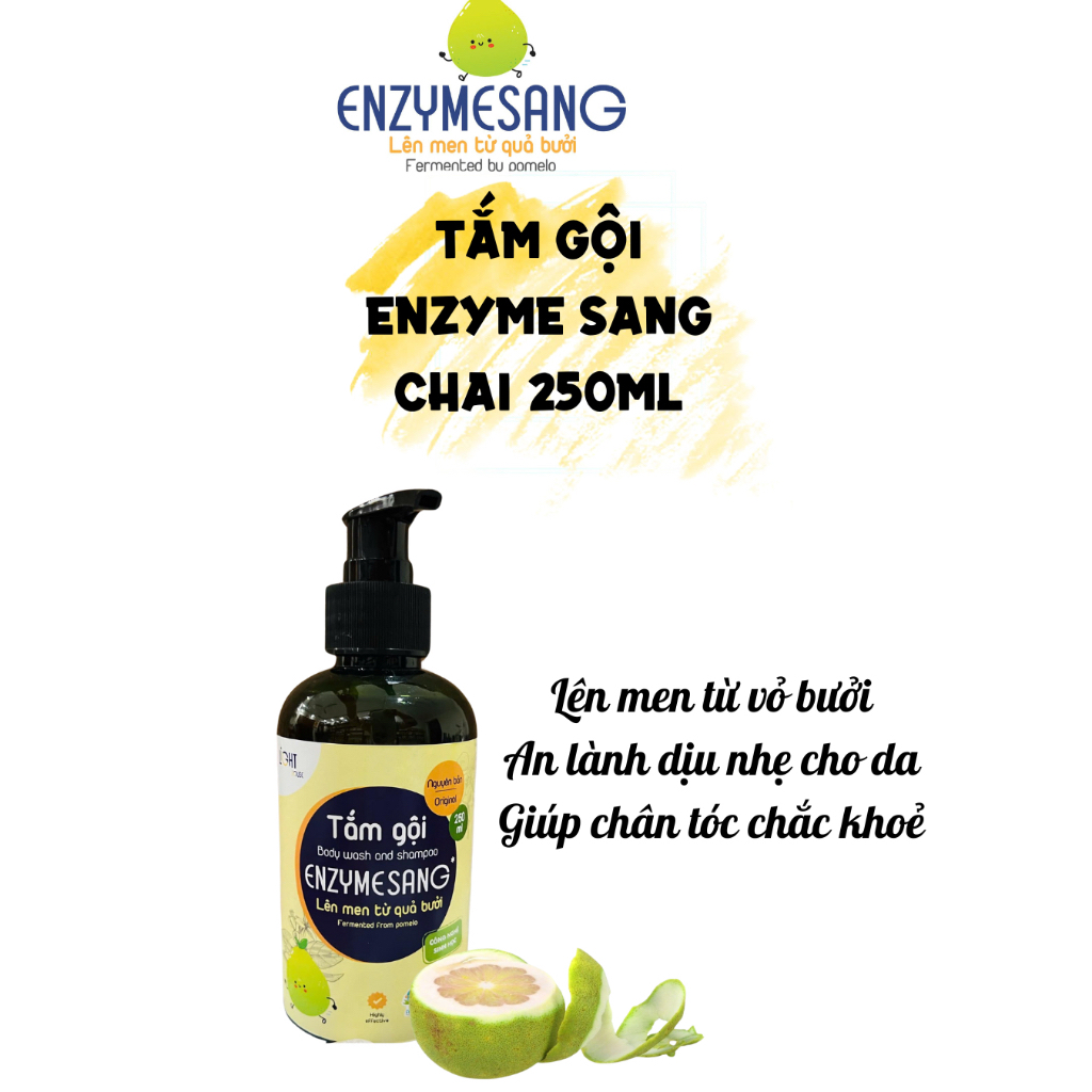(Enzyme Sang) Dầu tắm gội lên men tự nhiên từ vỏ bưởi An lành dịu nhẹ cho da Giảm rụng tóc Chai 250 