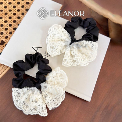 Dây buộc tóc nữ Eleanor Accessories hình nơ phụ kiện tóc dây cột tóc vải ren 10071