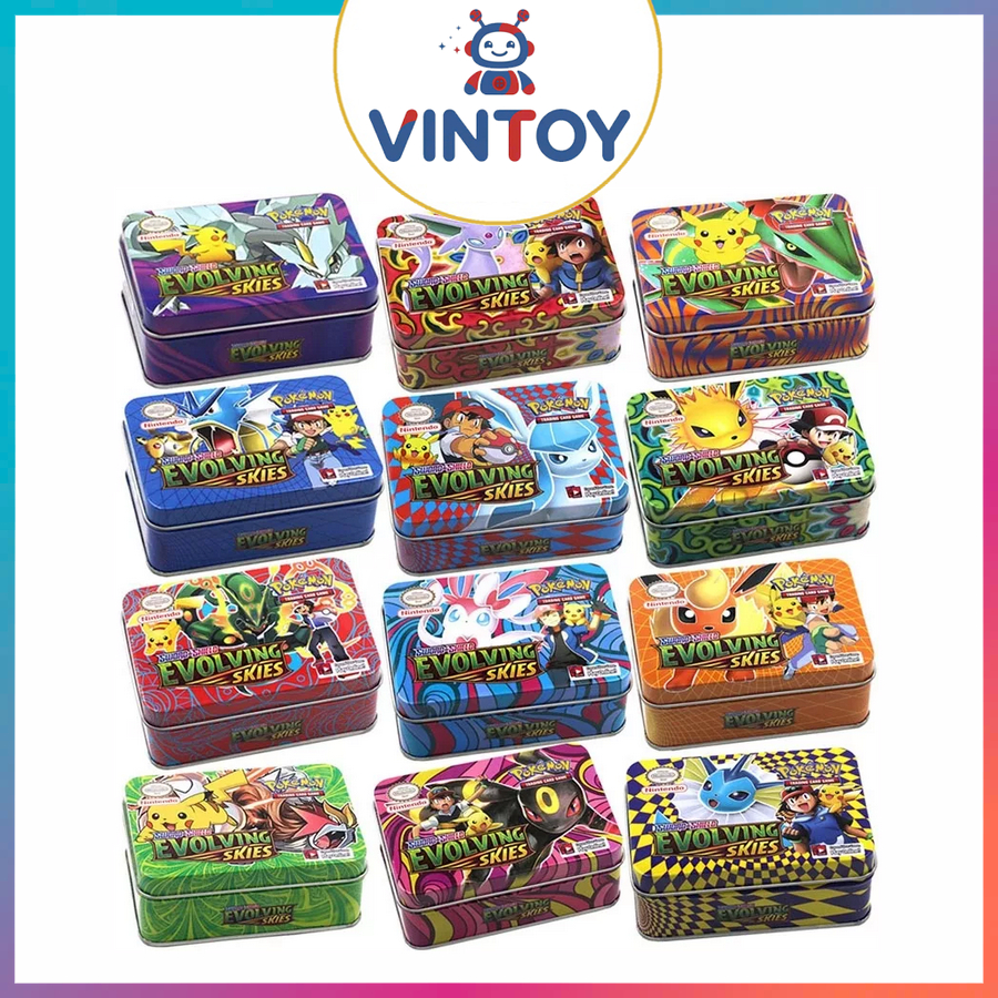 Bài Pokemon Hộp Sắt 42 Thẻ Tặng Kèm 1 Thẻ Vip Pokemon Hộp Thiếc Đồ Chơi Trẻ Em Xả Stress Sưu Tầm