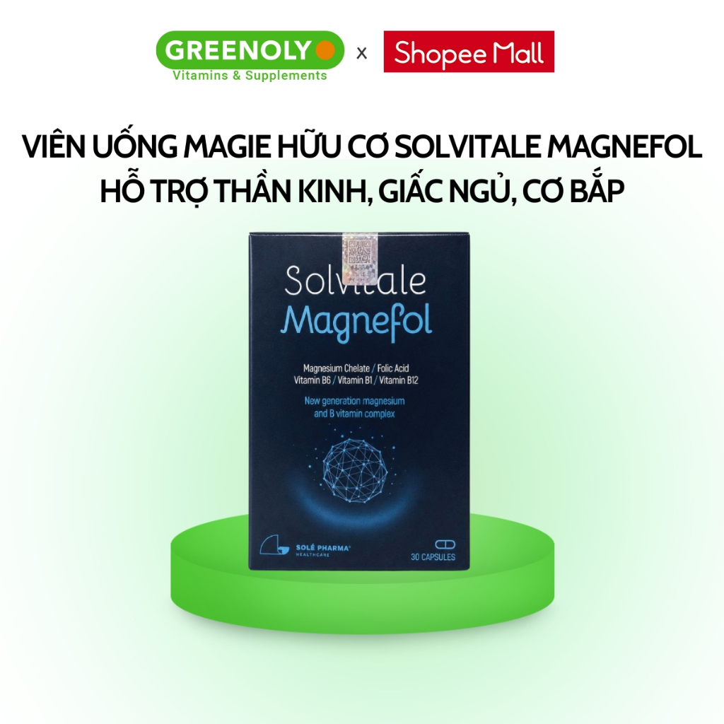Viên Uống Magie Hữu Cơ Solvitale Magnefol Hỗ Trợ Thần Kinh, Giấc Ngủ, Cơ Bắp Hộp 30 Viên